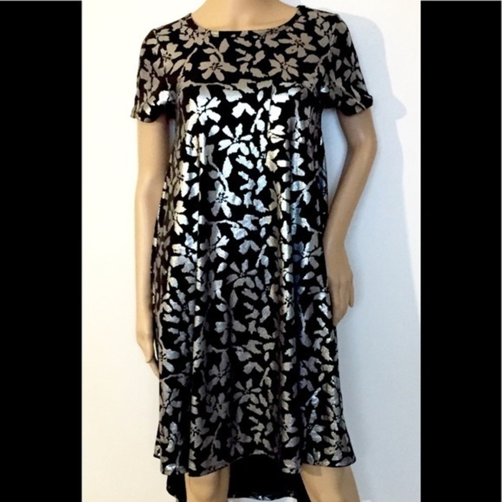 Lularoe Black Gray  Flare  Women's  Dress Size XS